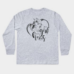 Just A Girl Who Loves Horses by Farm n' Fancy Kids Long Sleeve T-Shirt